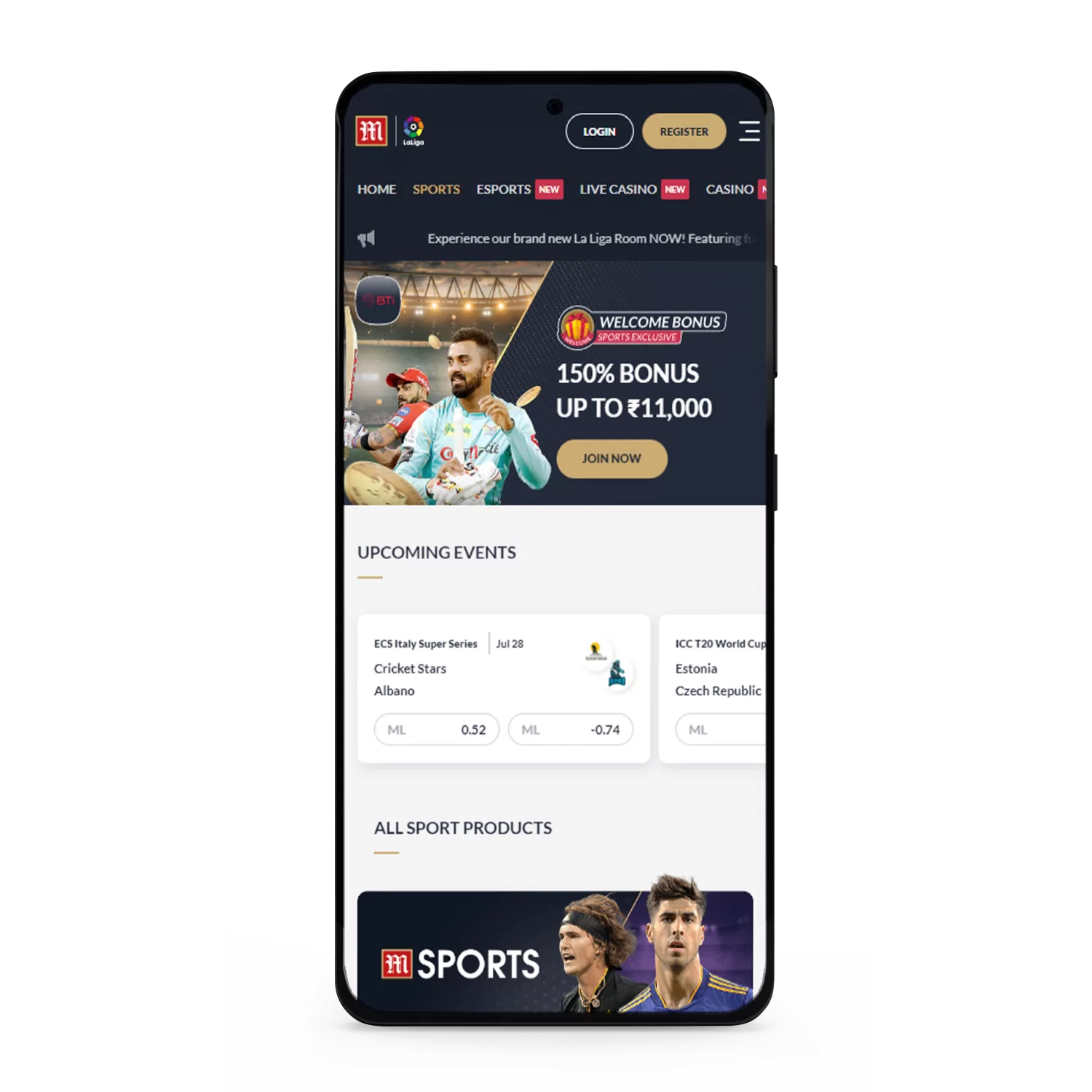 M88 mobile website avialable for Android and iOS.