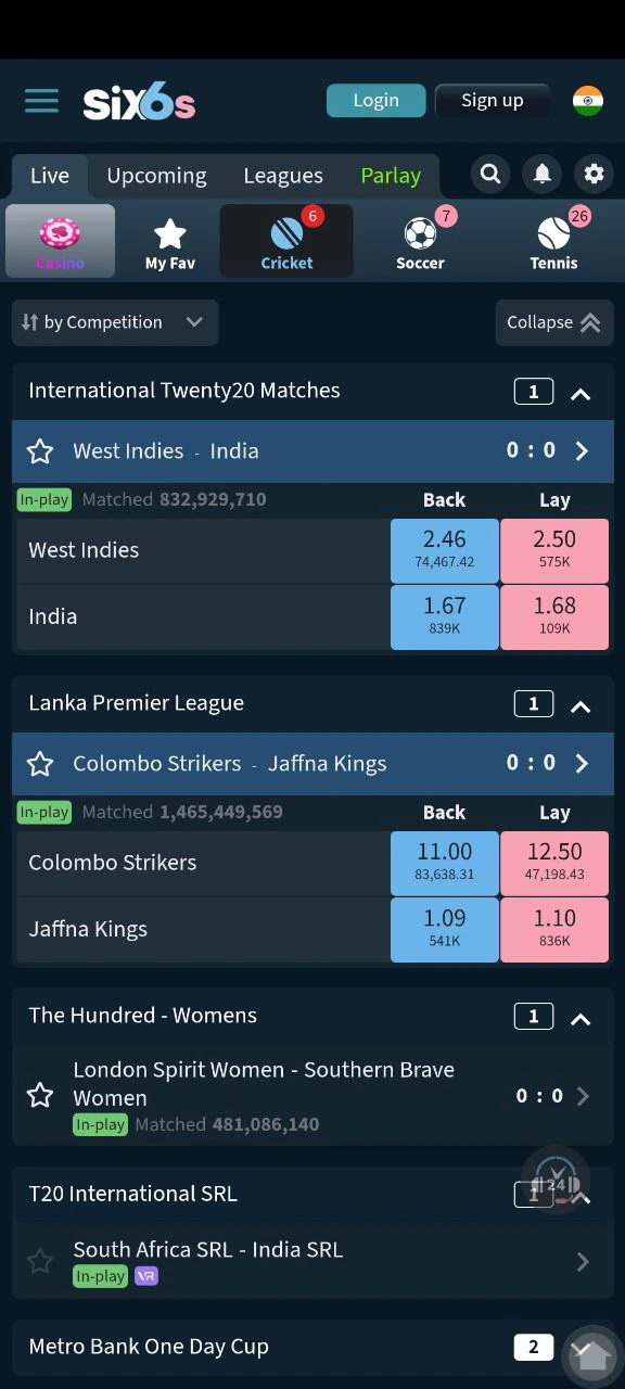 The Six6s app has a convenient and functional home page.