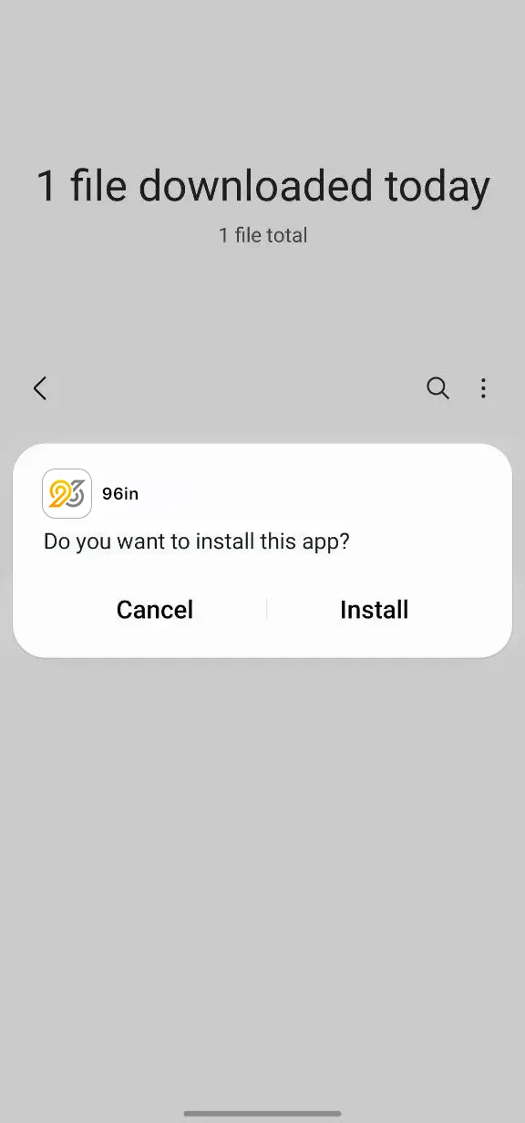 Complete the download and install the 96in application.