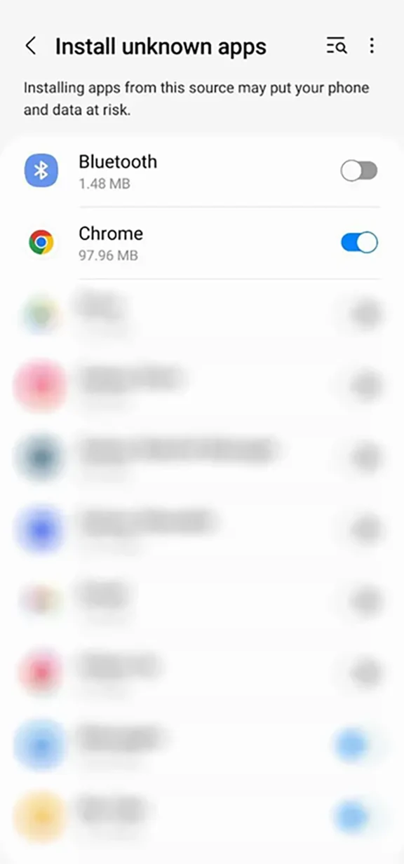 Change the settings on your phone to install the 96in app.
