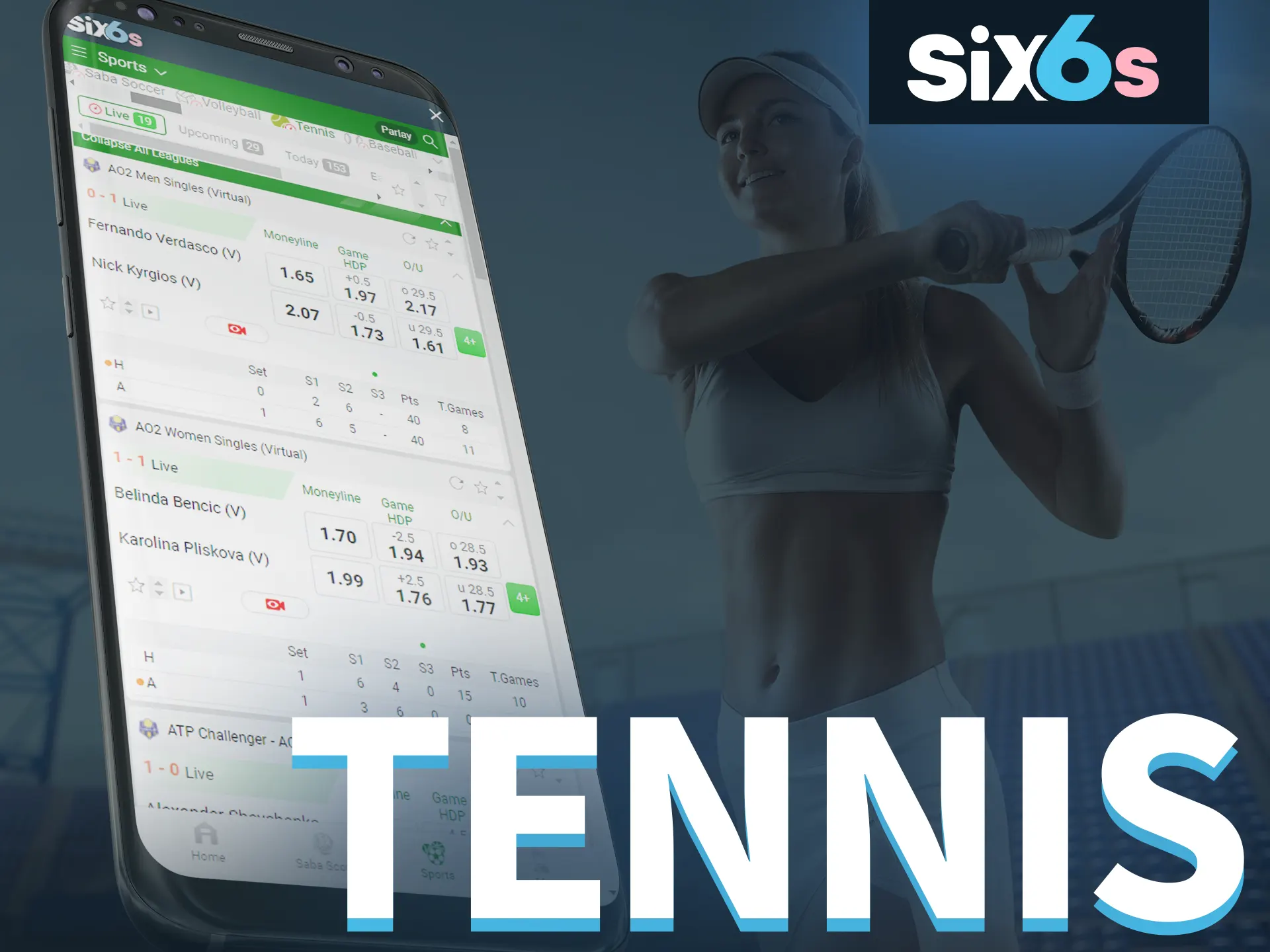 Bet on tennis online with Six6s.