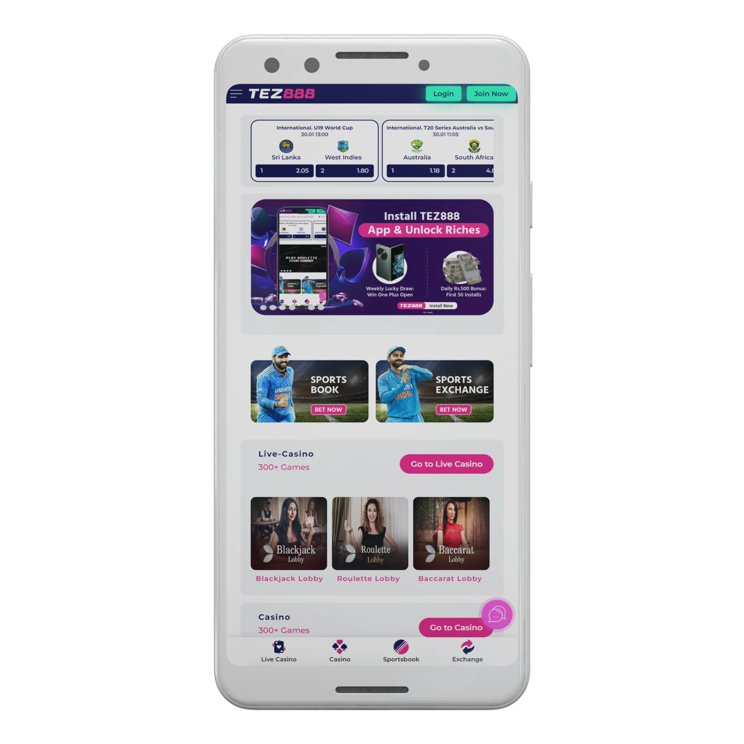 Download the Tez88 app for online cricket betting.