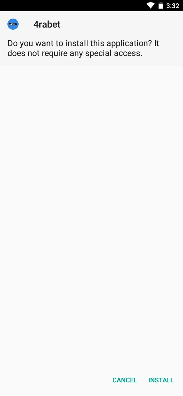 Grant permissions to install the 4Rabet app.