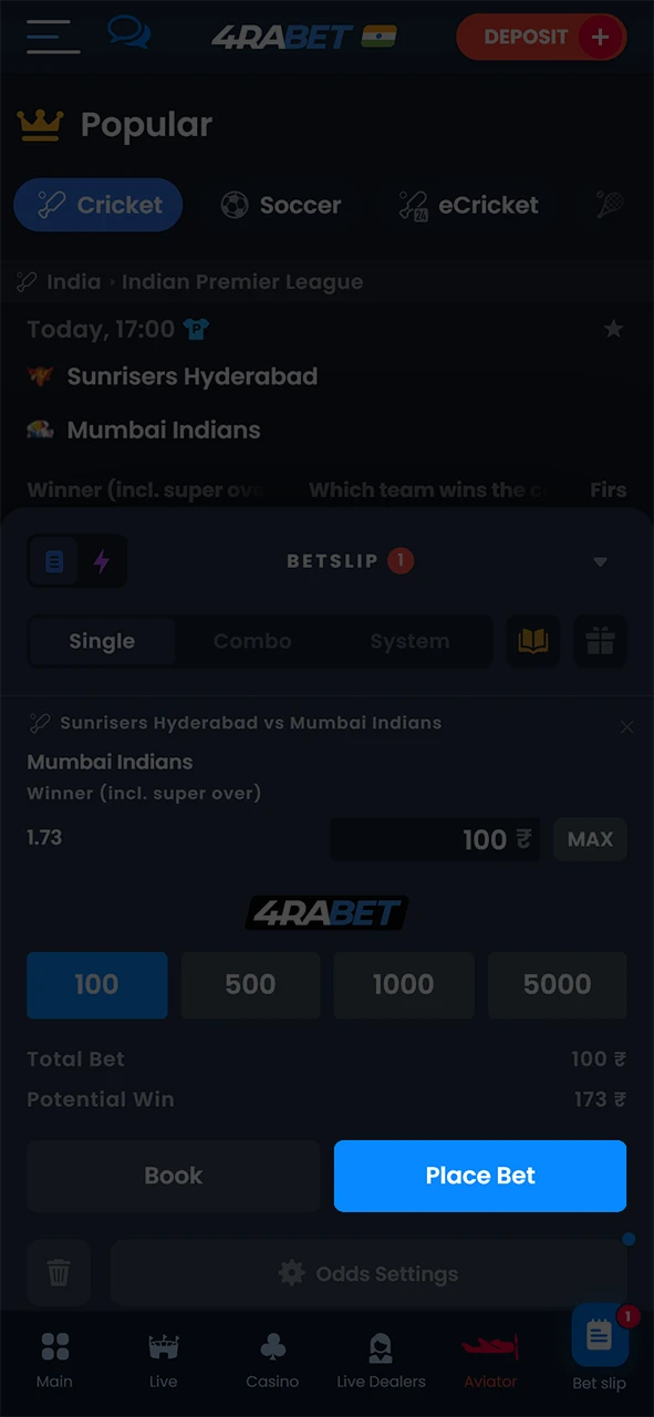 Place your bet on 4Rabet.