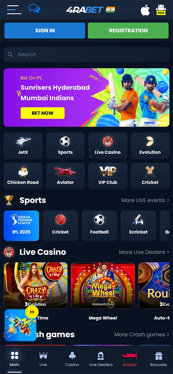 Launch the 4Rabet app.