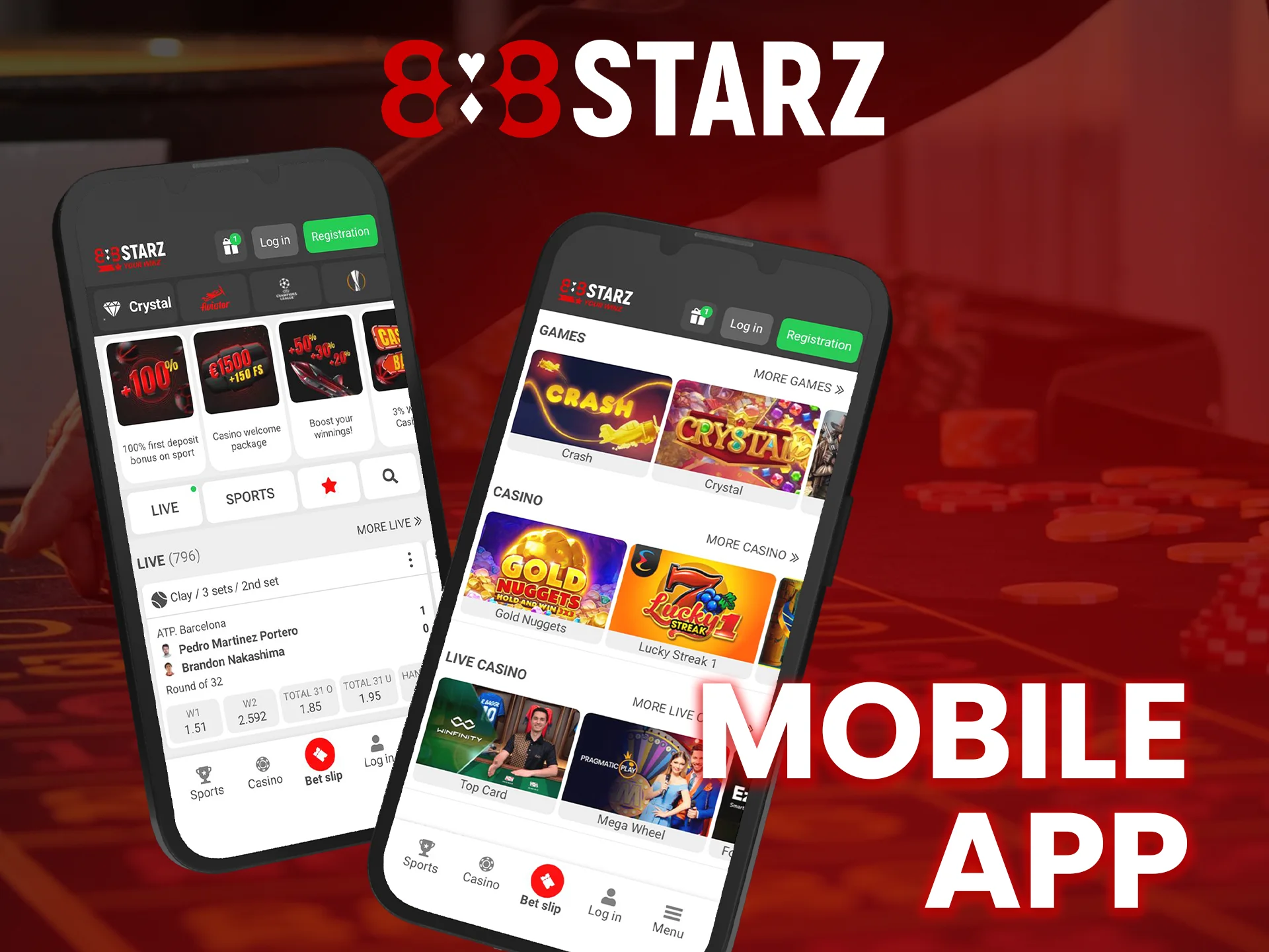 Download the 888Starz mobile app and bet anytime.