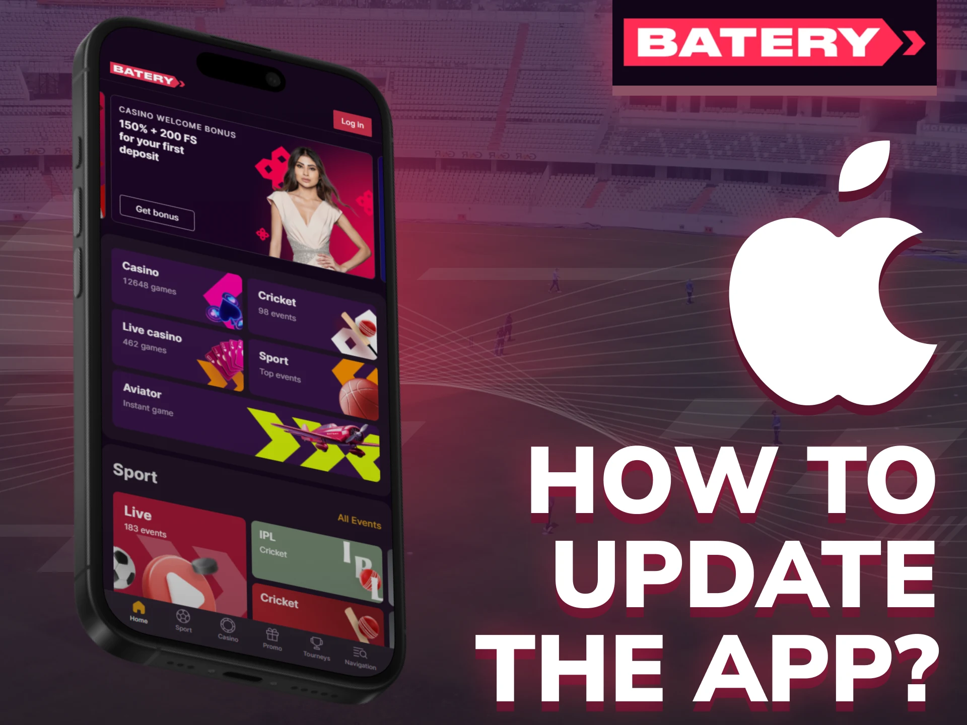 To update Batery iOS app, reinstall it via Safari browser.