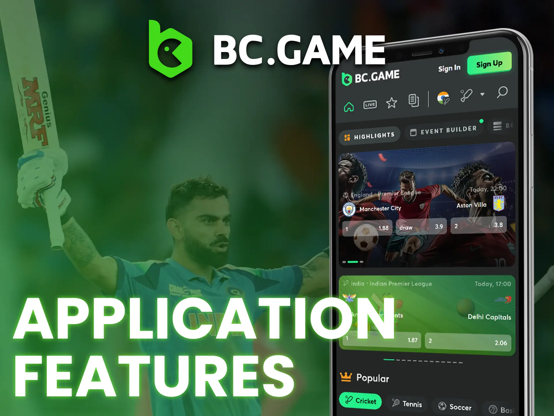 BC Game’s app offers live betting, scores, rewards and smooth performance.