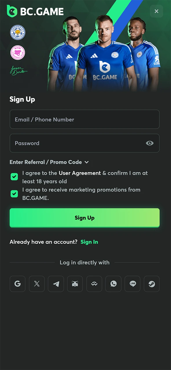 Create a BC Game account.