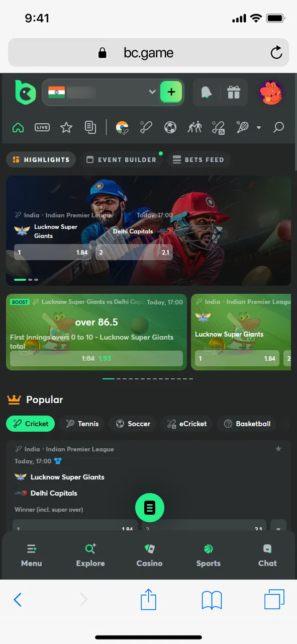 Start using BC Game.