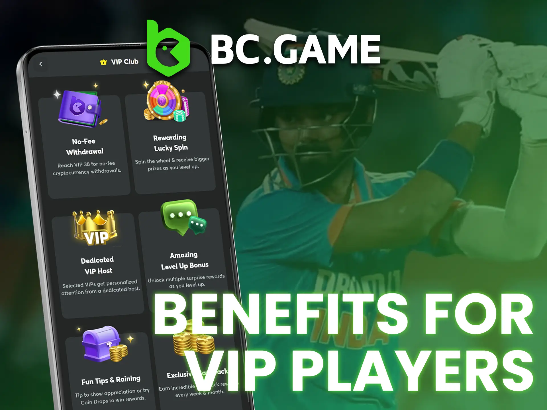 BC Game's VIP program offers many bonuses.
