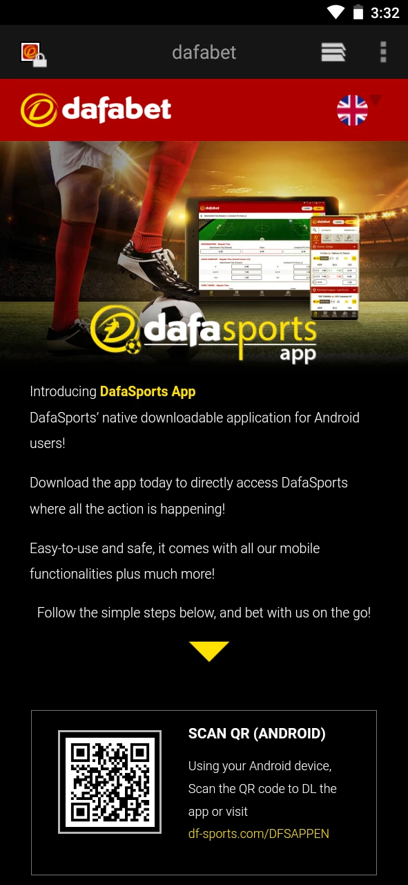 Select the Android version of the Dafabet app.