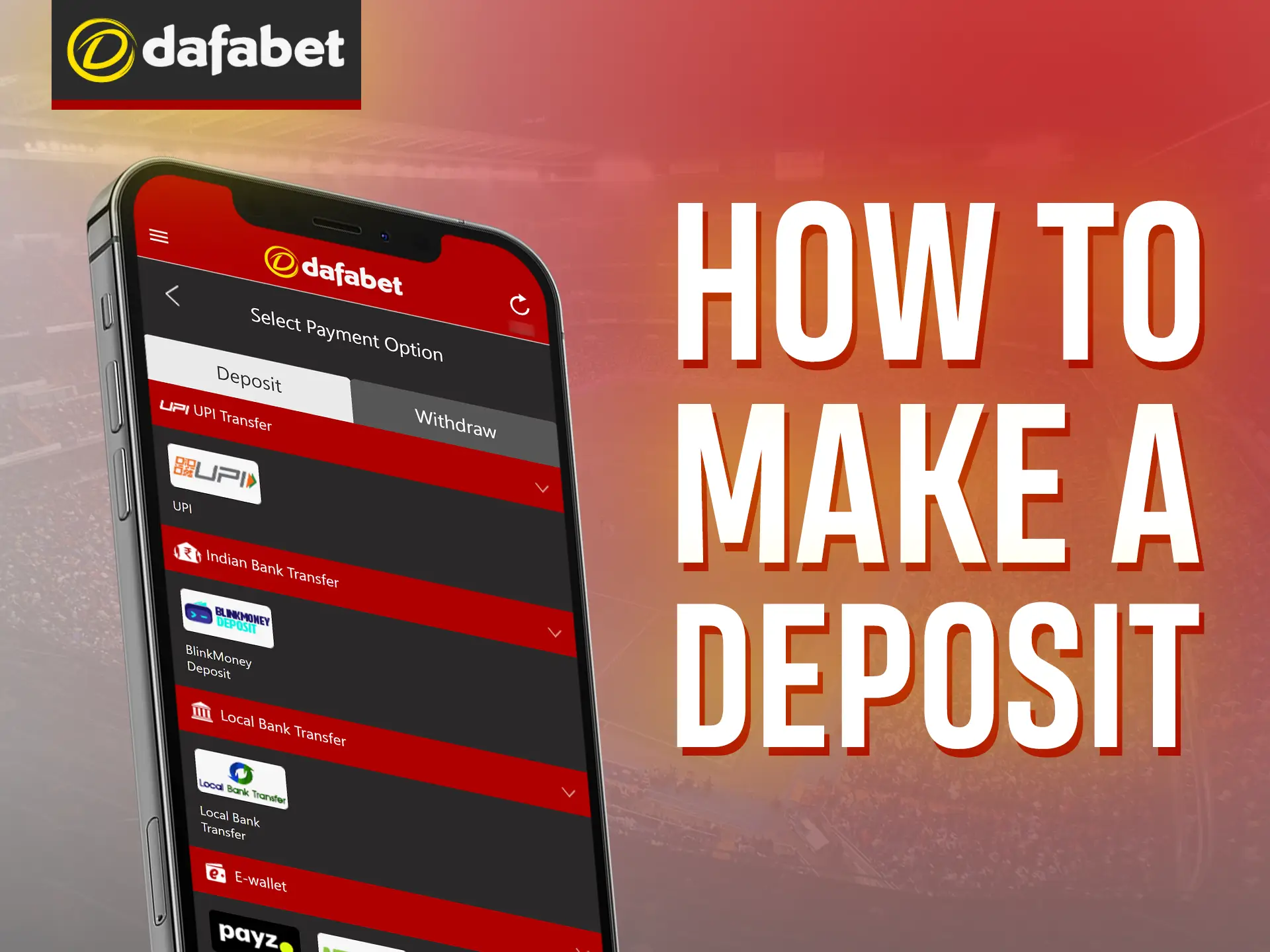 Follow the instructions to fund your Dafabet account.