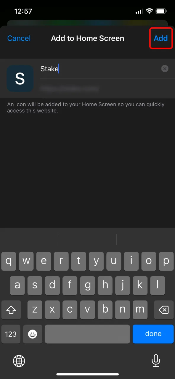 Confirm the action and complete the installation of the Stake app on iOS.
