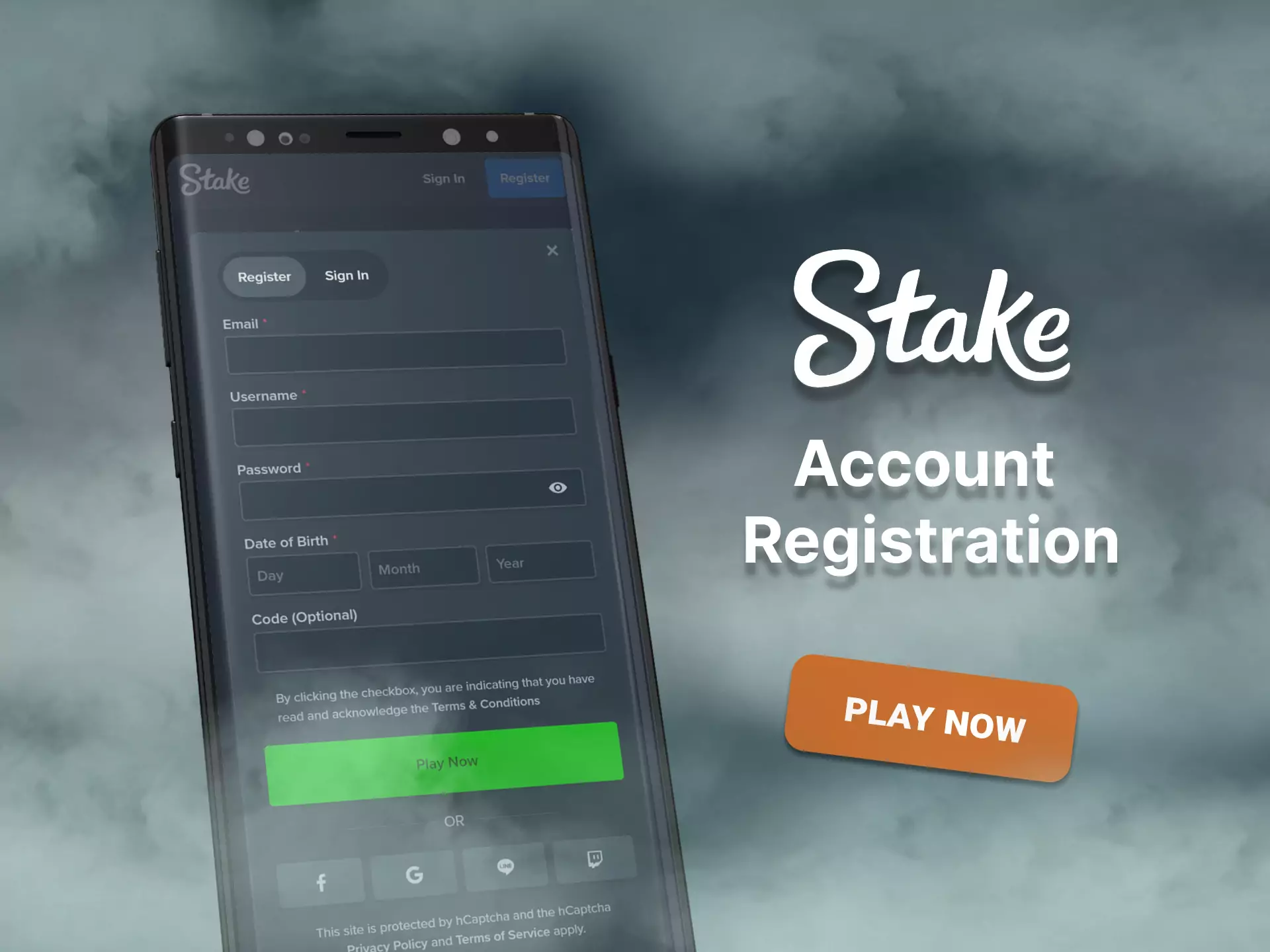 Go through a simple registration and play with Stake app.