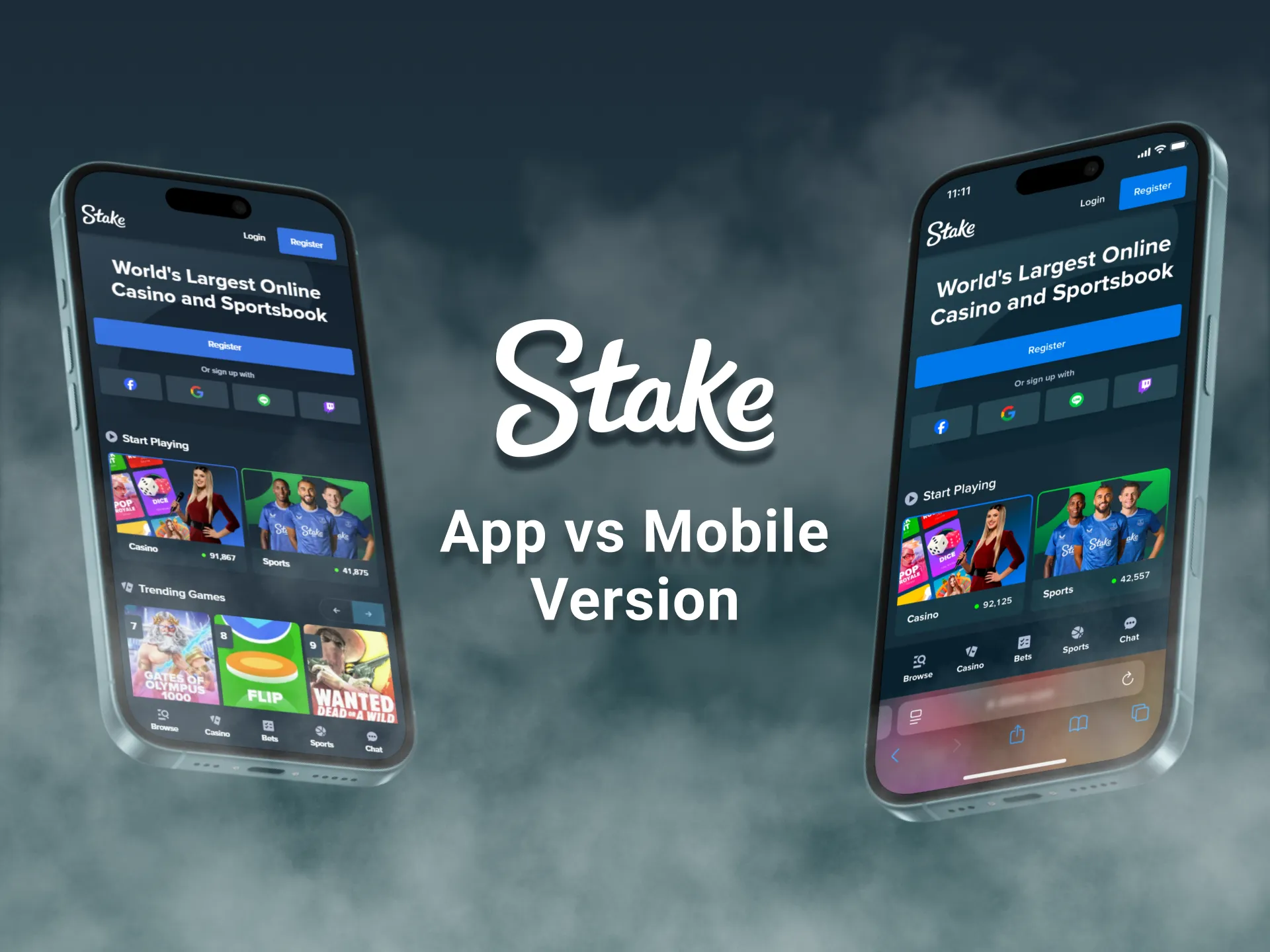 Compare the Stake app and mobile version for the best experience.
