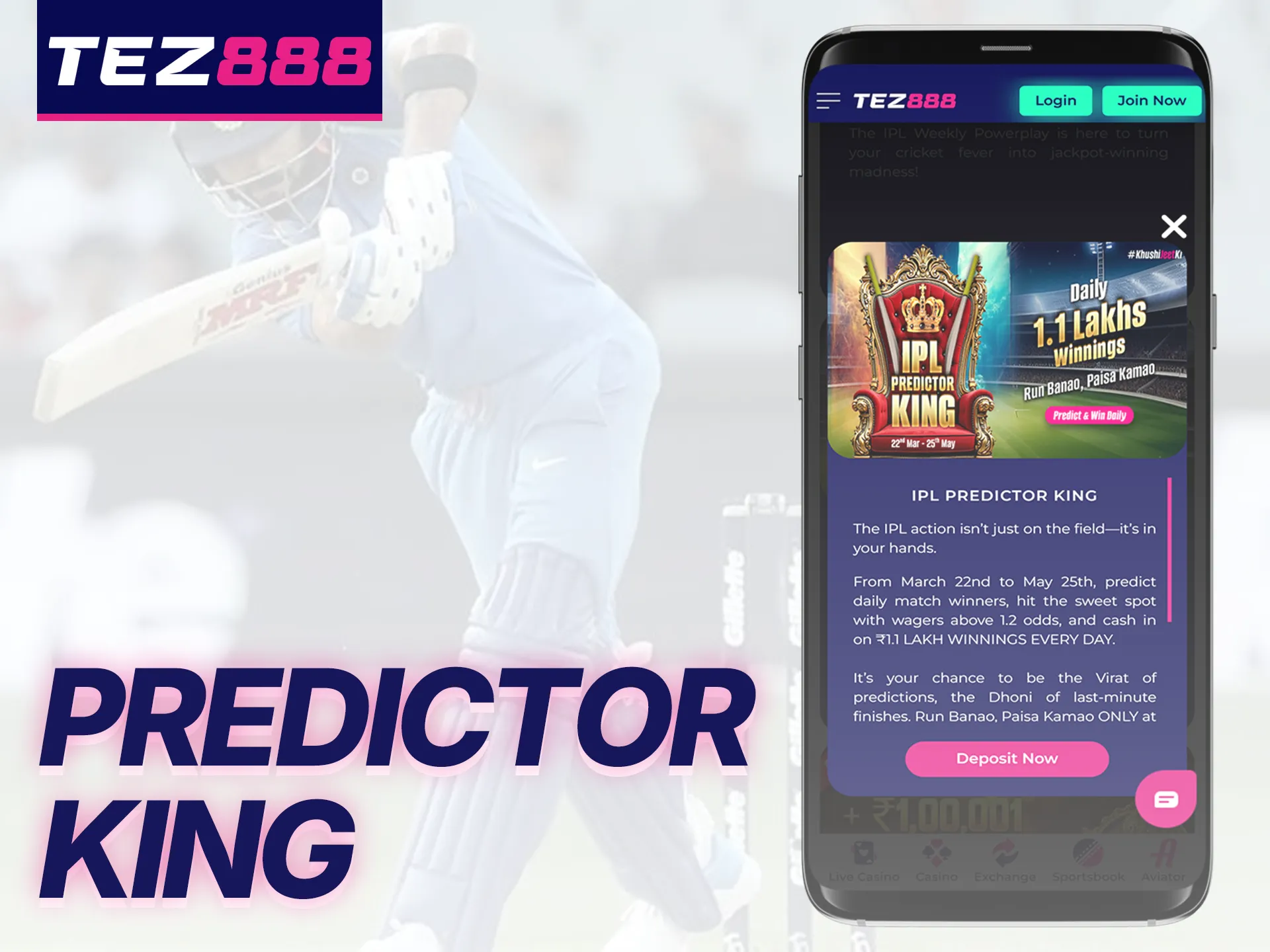 Predict match winners and win big at Tez888.