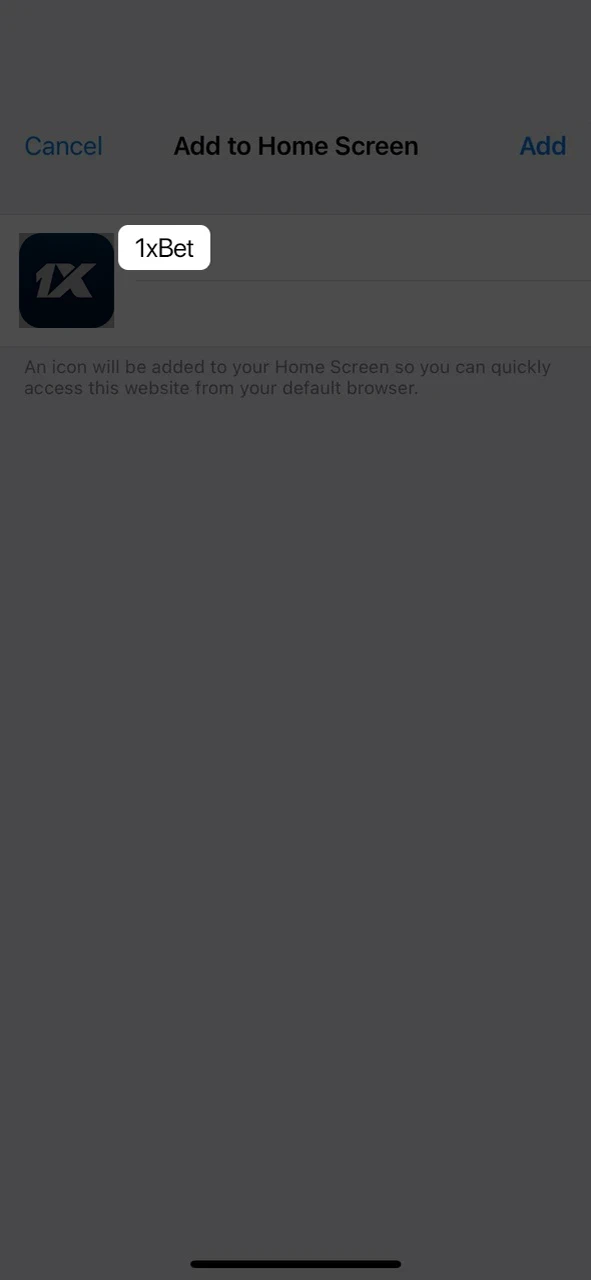 If necessary, change the name of the 1xBet app shortcut.