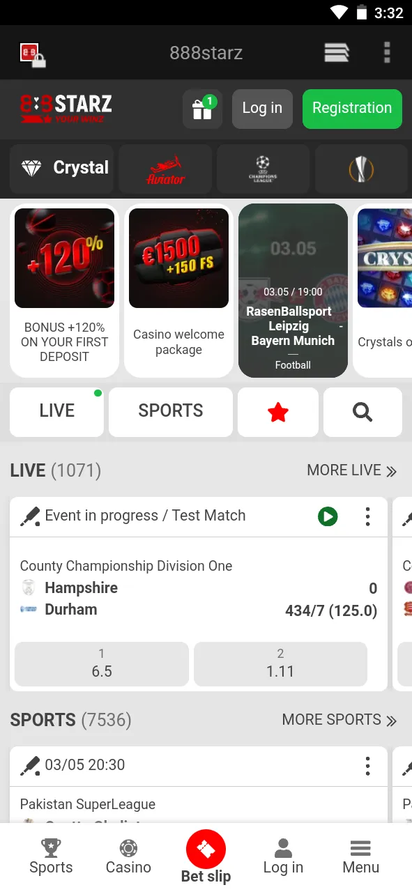 Go to the 888Starz official website.