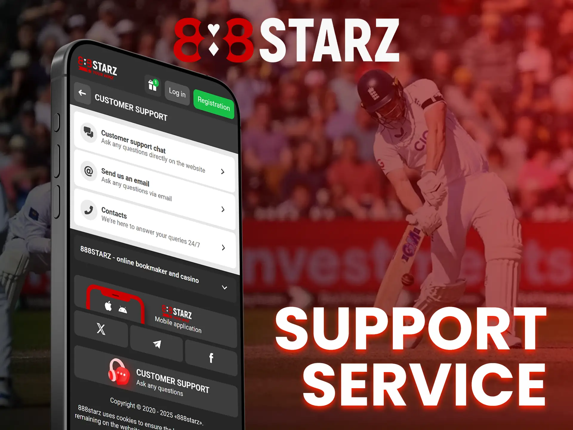 Contact 888Starz support via email, social media or live chat.