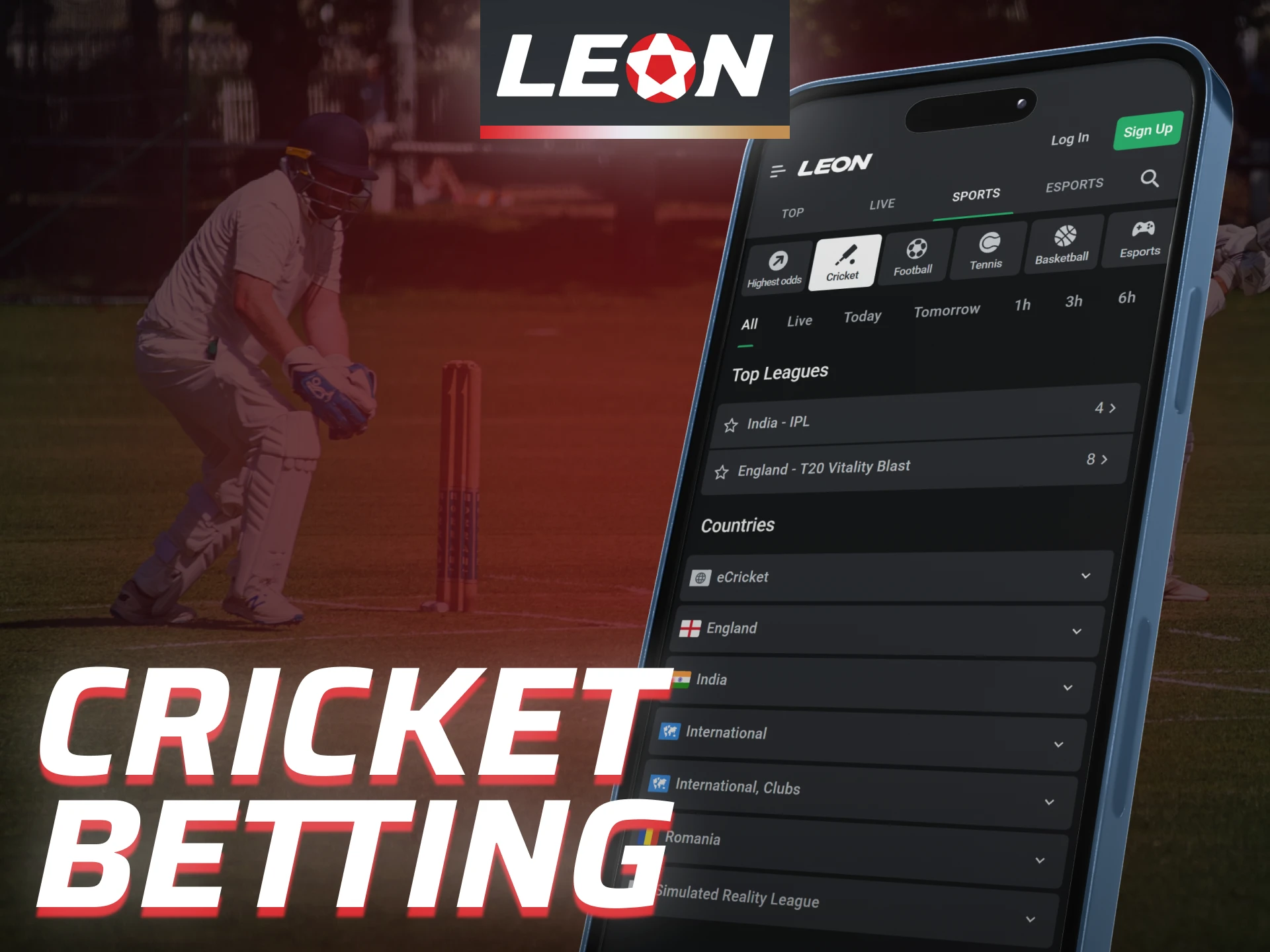 Bet on real-time cricket matches through Leon Bet app.