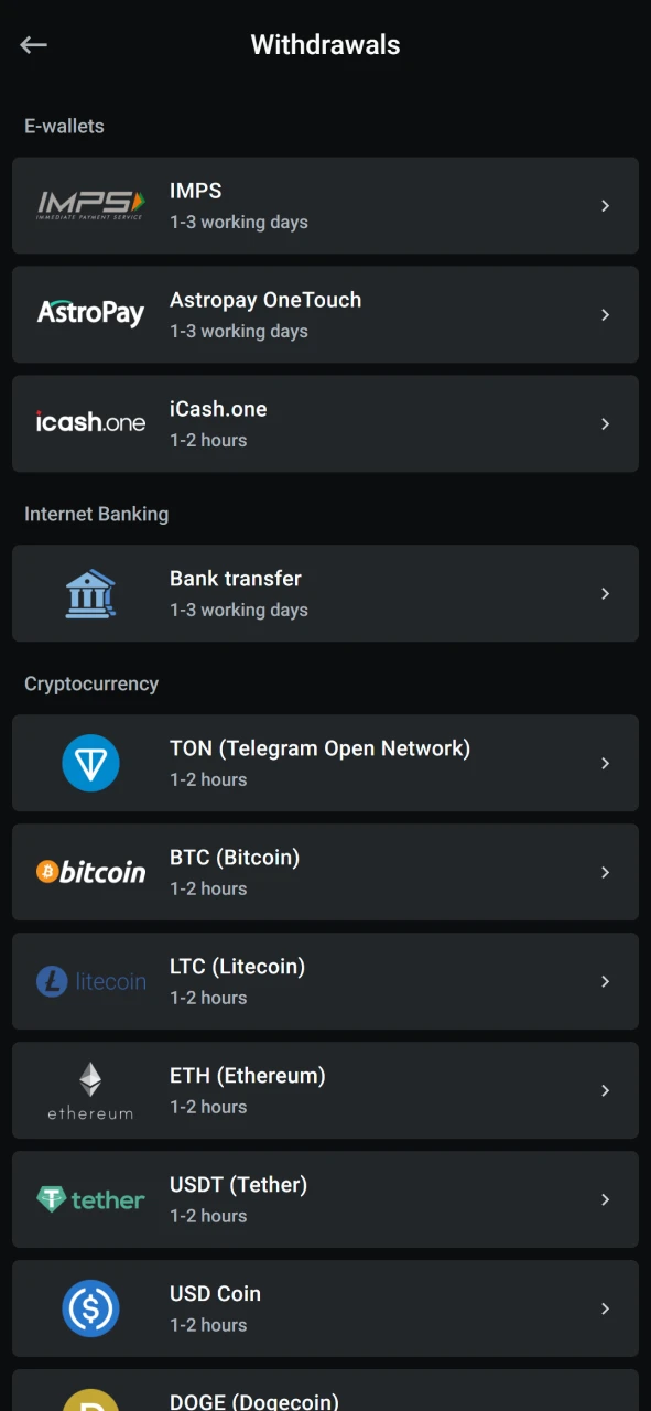 Pick a withdrawal method that works best in Leon Bet India.