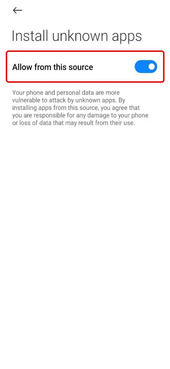 Enable unknown sources to install the Parimatch Android app.