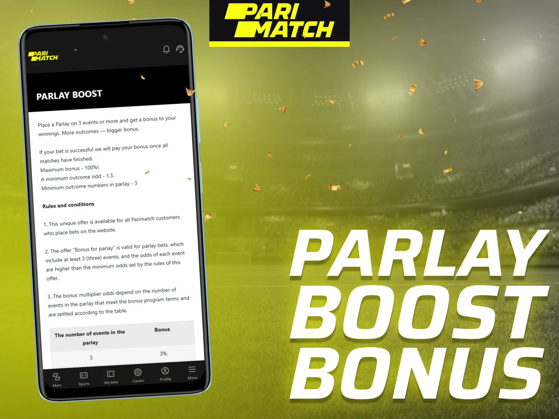 Boost your parlay winnings with a bonus from Parimatch.