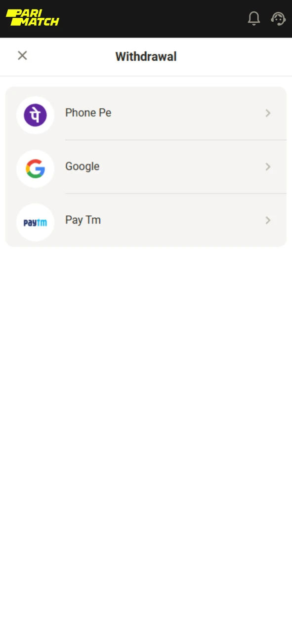 Withdraw bonus funds after meeting Parimatch terms in India.