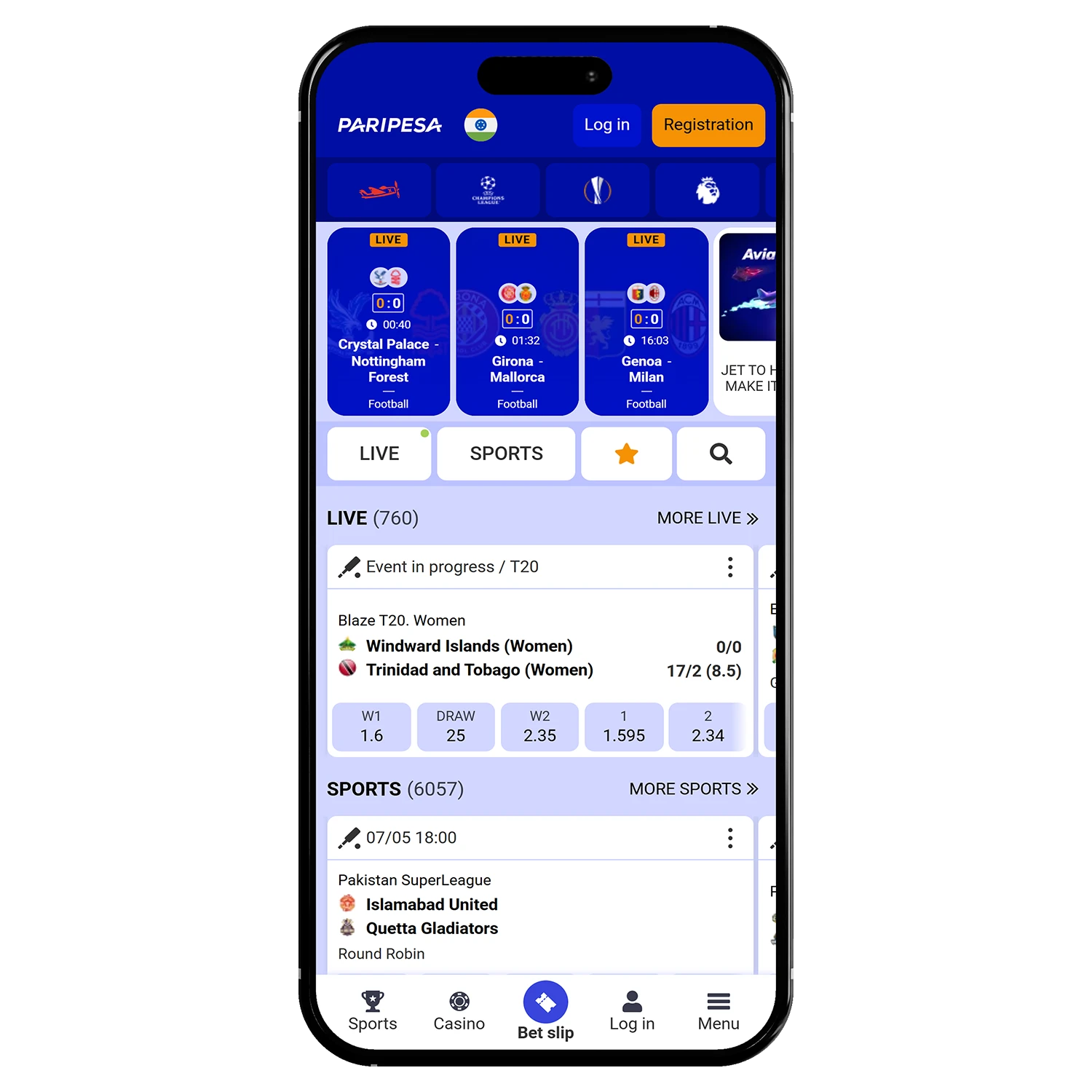 Paripesa, a popular Indian bookmaker with iOS and Android apps.