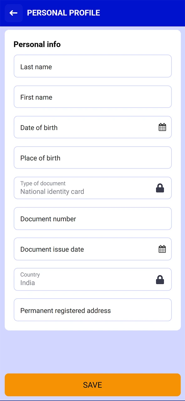 Fill out all of your Paripesa profile information.