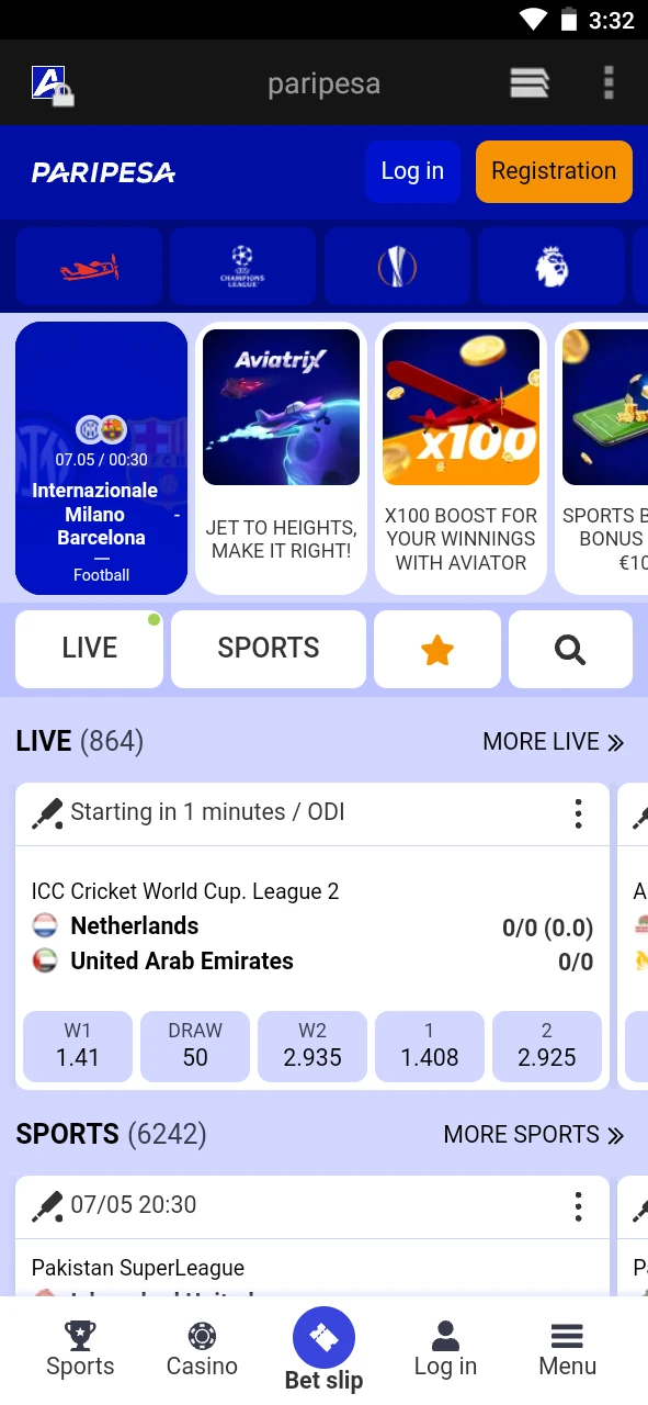 Go to the official Paripesa website.