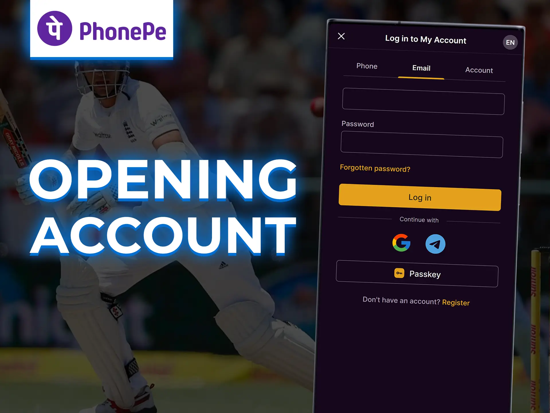 Link PhonePe to your betting account for payments.