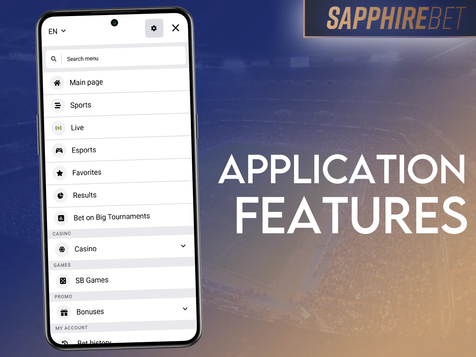 SapphireBet’s app offers quick betting, stable performance and crypto payments.