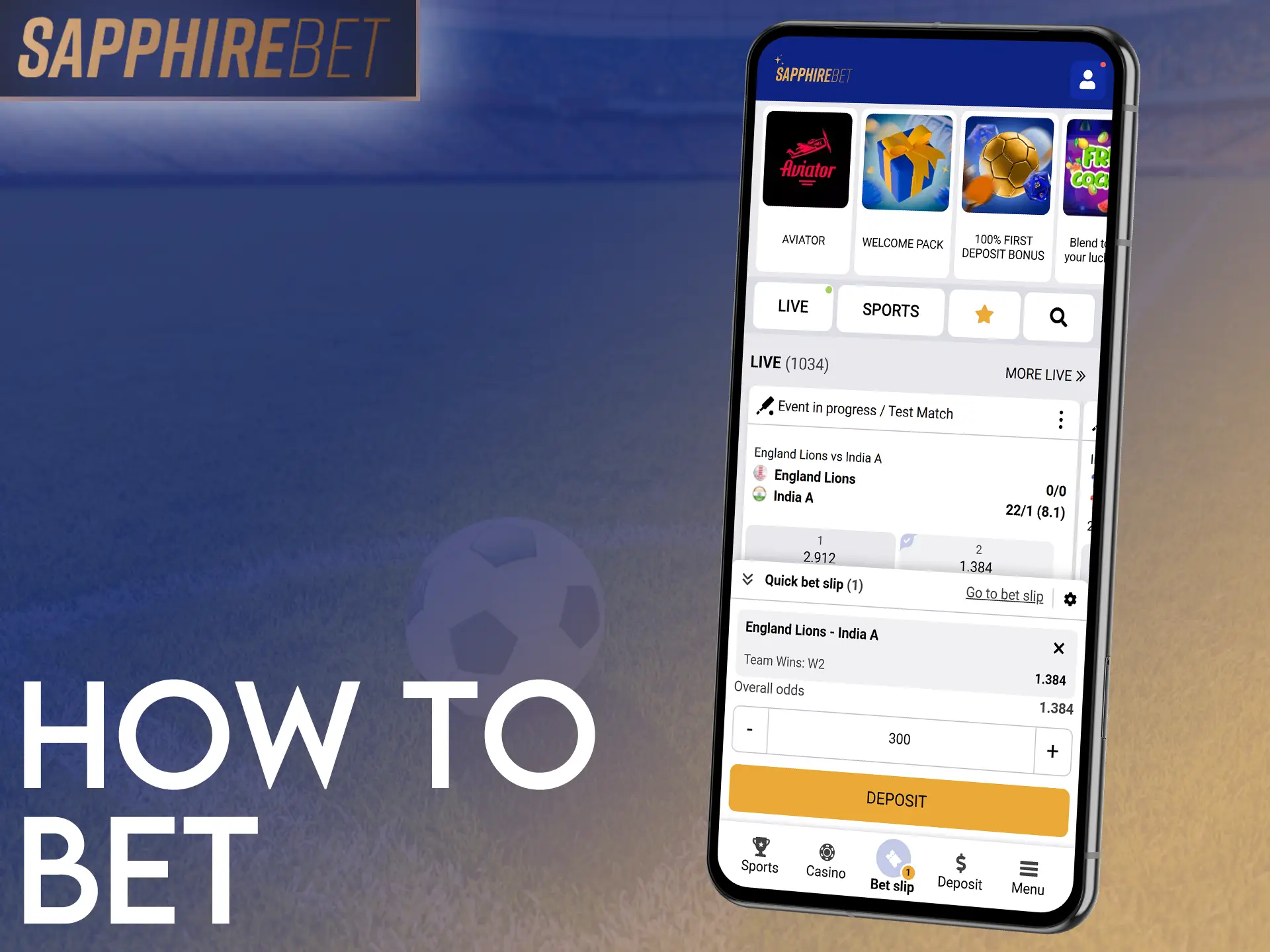 Follow the instructions to learn how to bet at SapphireBet.
