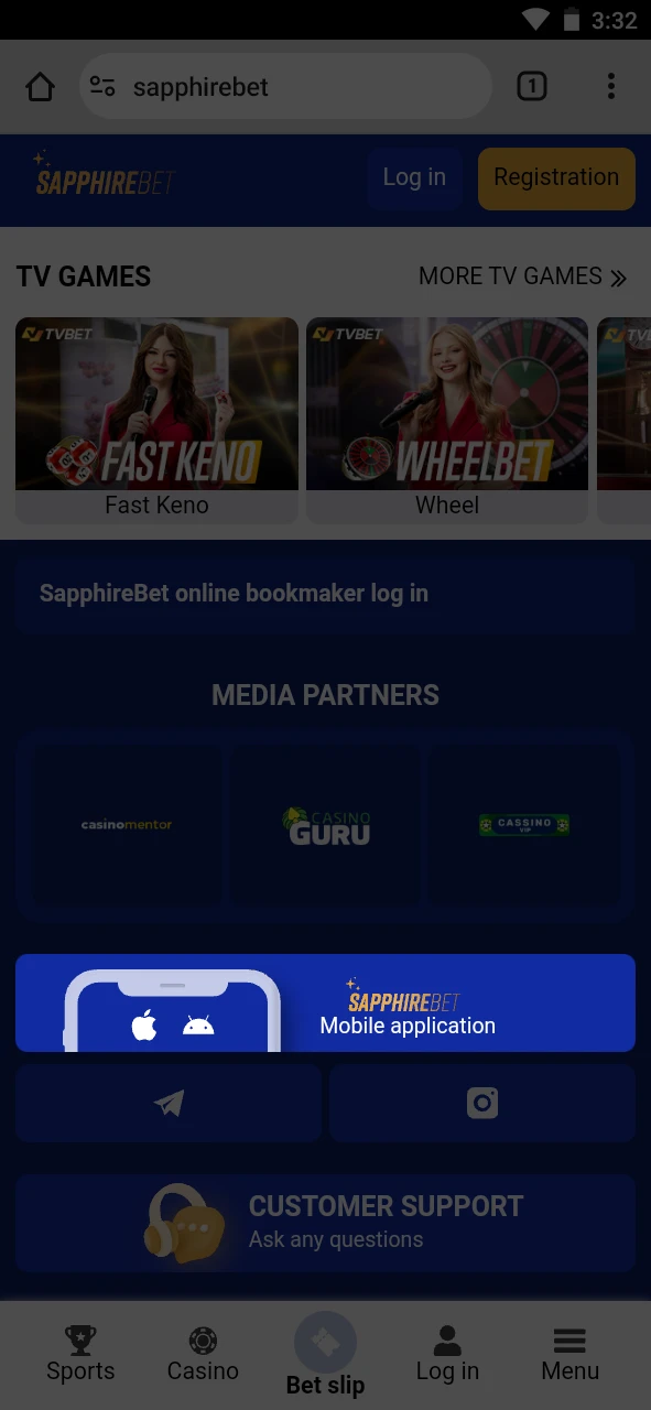Find the download button for the SapphireBet app.