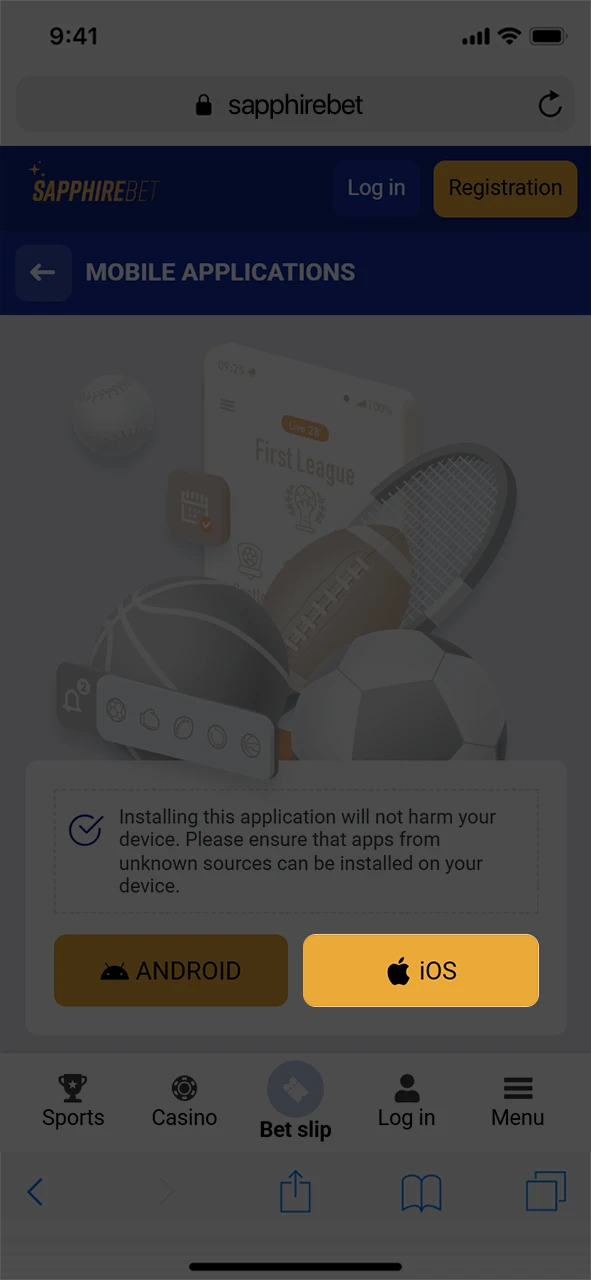 Go to the TestFlight download page to install the SapphireBet app.