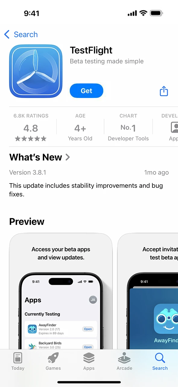 Install TestFlight to install the SapphireBet app.