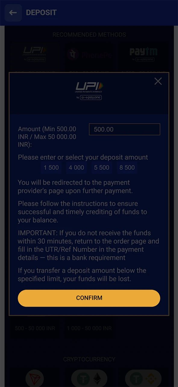 Deposit funds into your SapphireBet account.