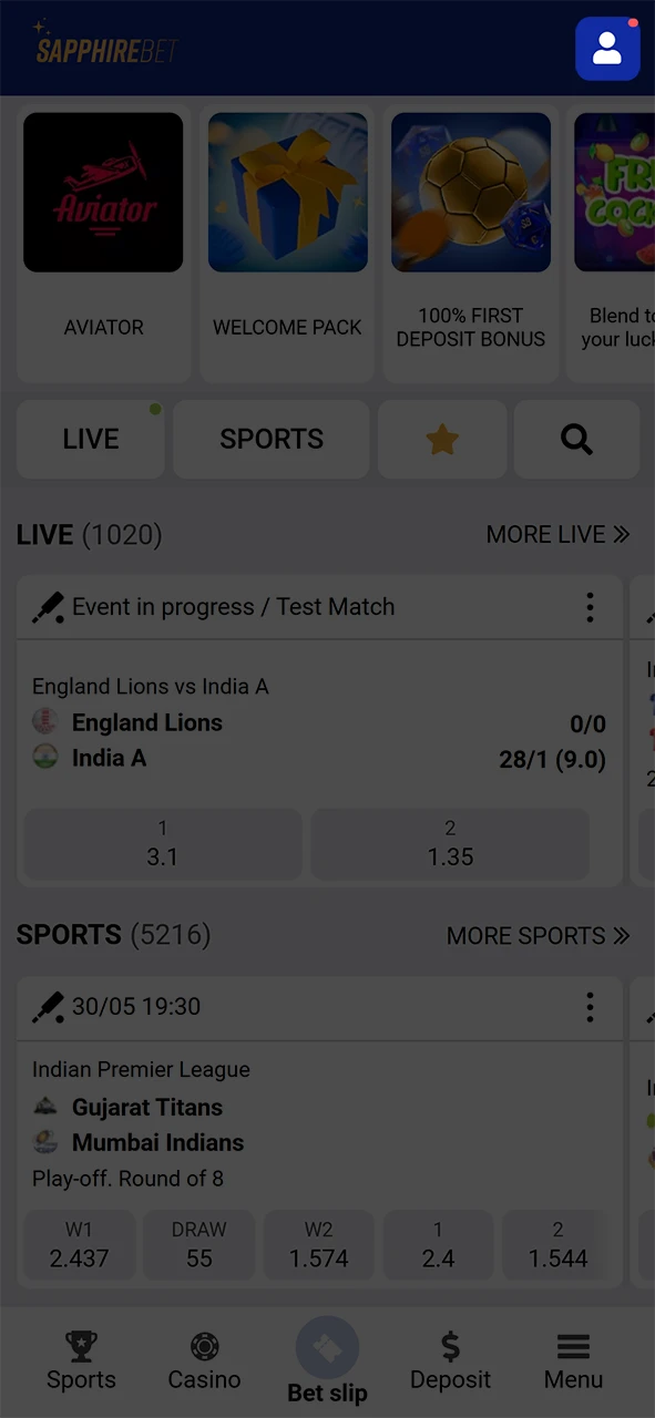 Go to your SapphireBet profile.