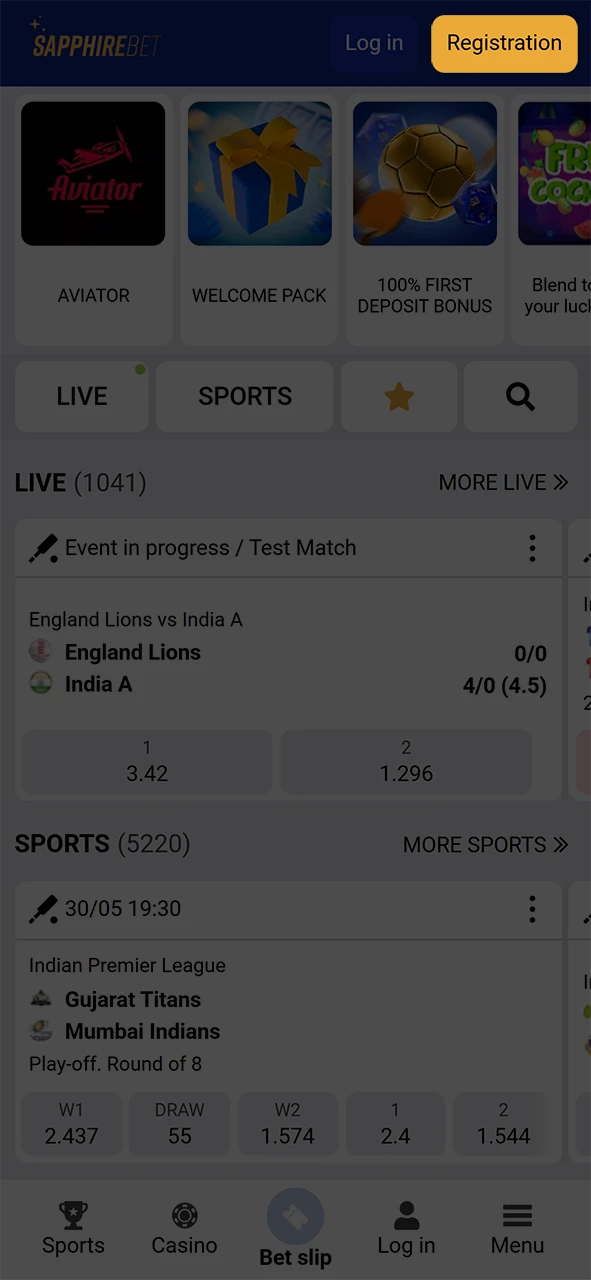 Click on the button to start registering for SapphireBet.