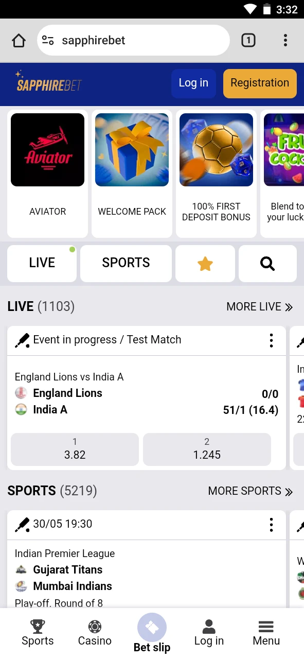 Head over to SapphireBet's official website.