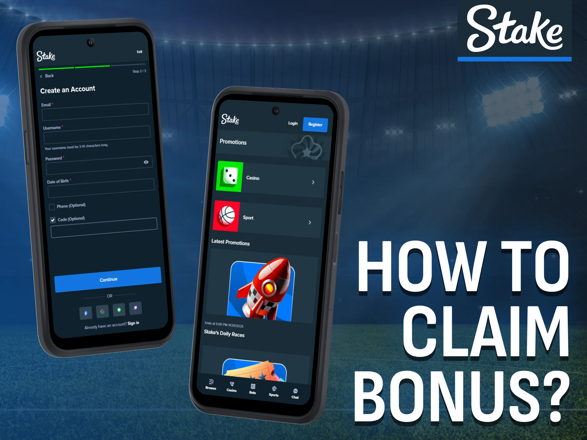 Follow simple steps to claim the Stake bonus quickly and easily.