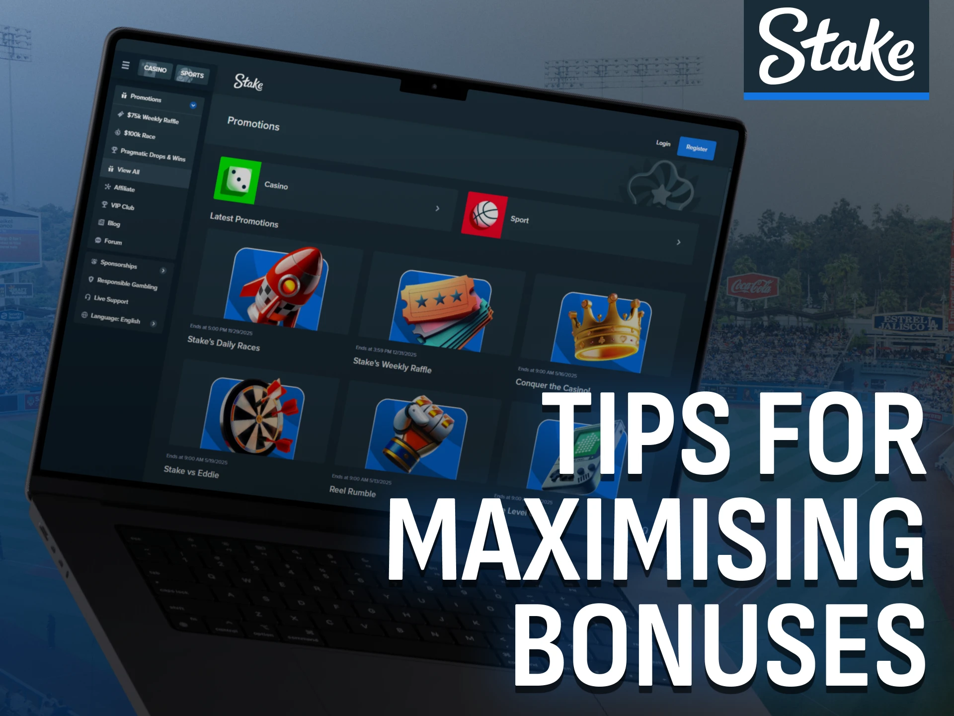 Use Stake bonus tips to increase the value of your promotions.