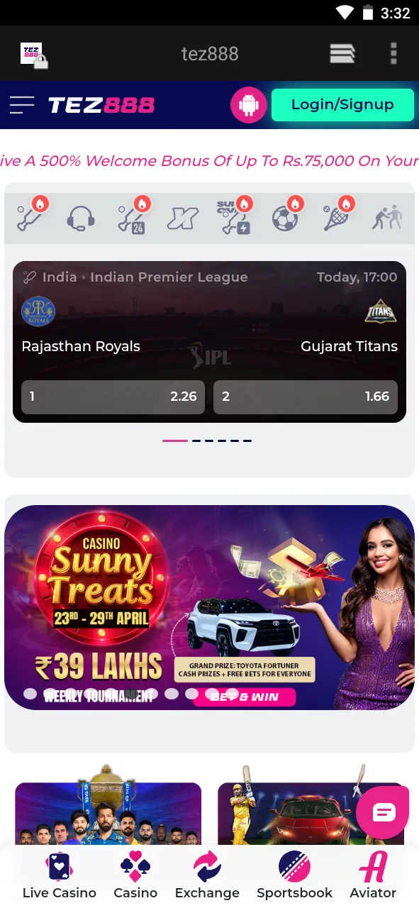 Go to the download section of the Tez888 app.