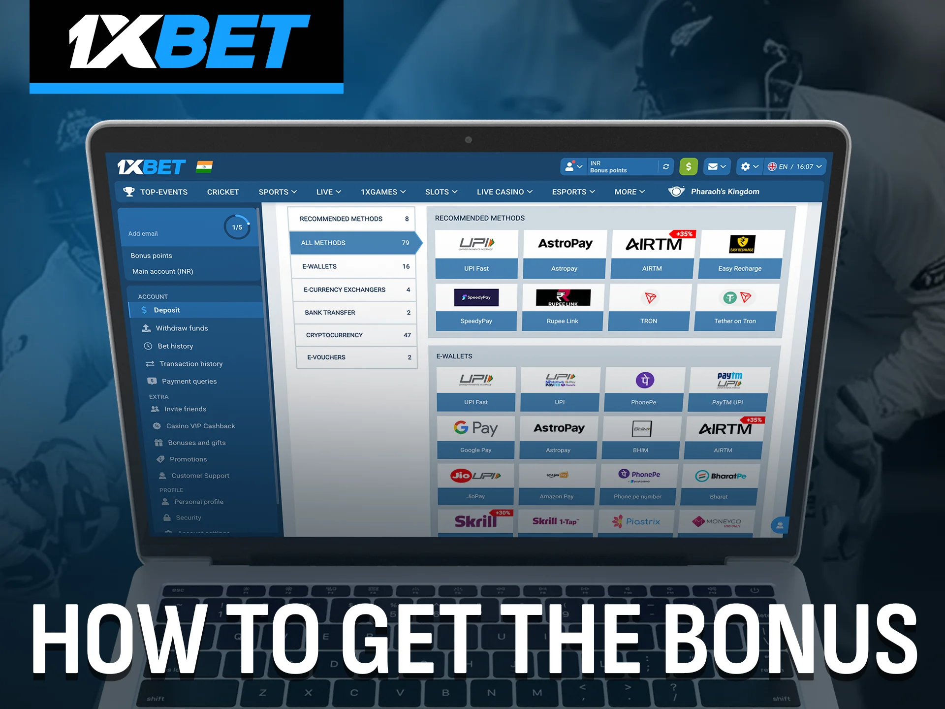 Find out how to get your 1xBet bonus step by step.