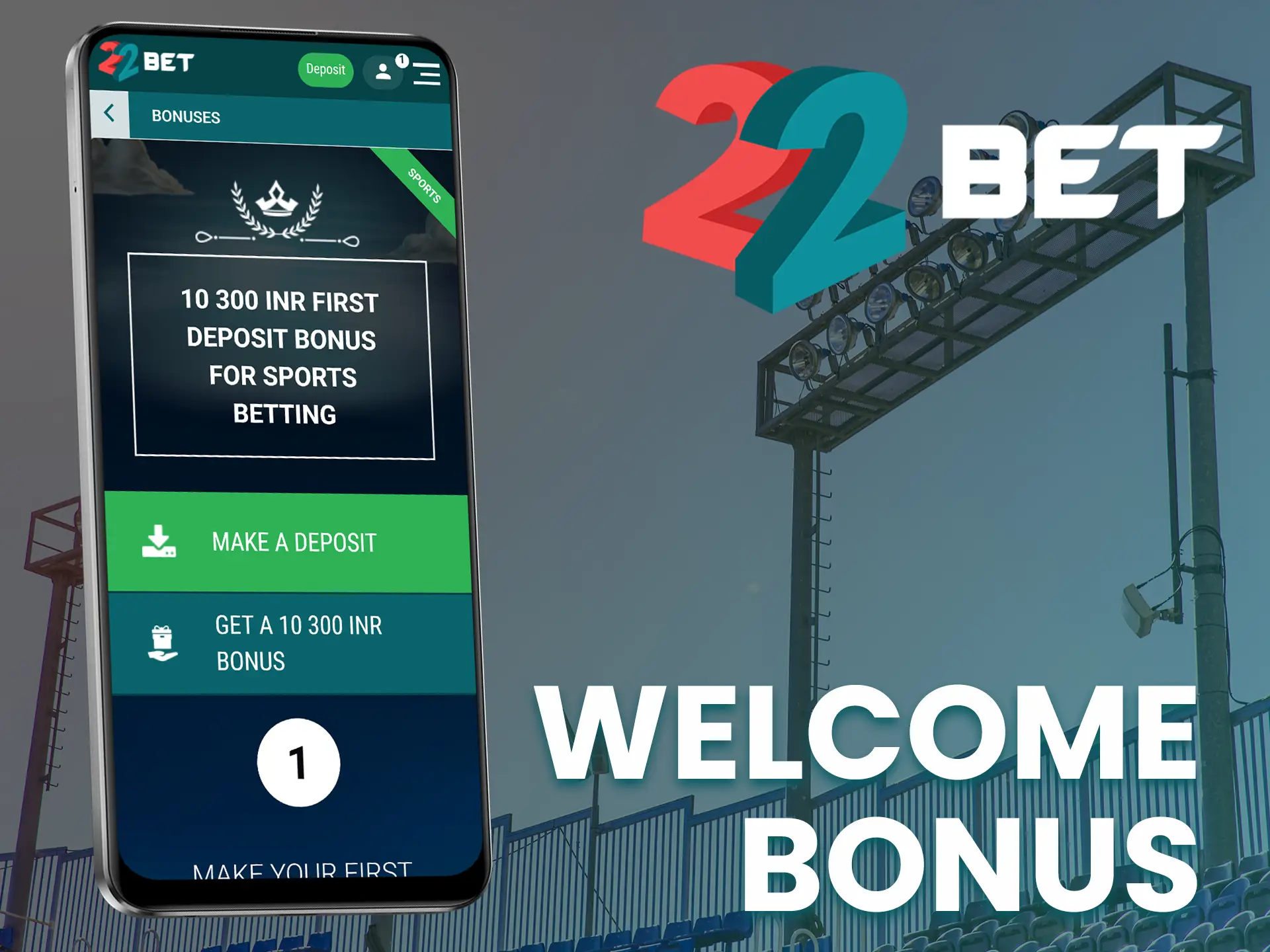 Get a generous welcome bonus from 22Bet.