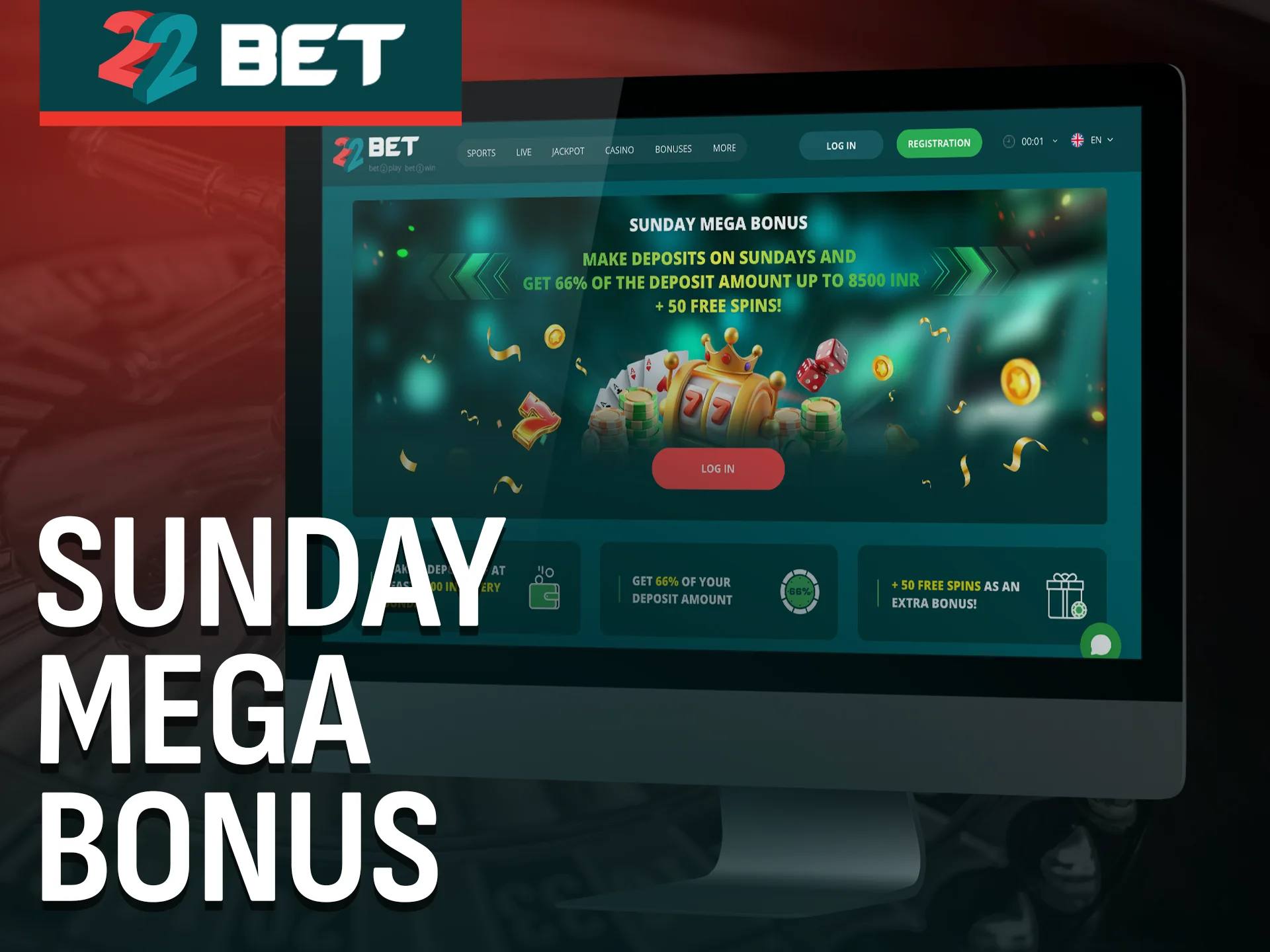 Boost your weekend bets with the Sunday mega bonus from 22Bet.