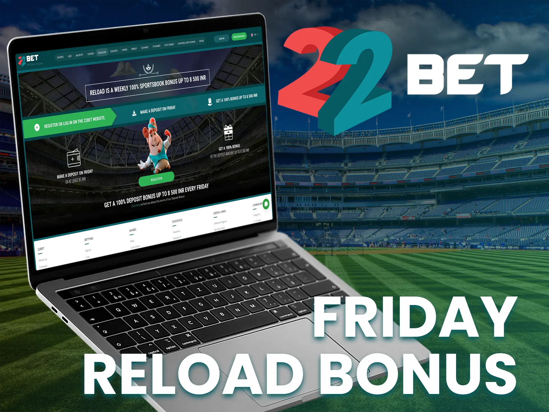 Boost your sports betting on Friday at 22Bet.