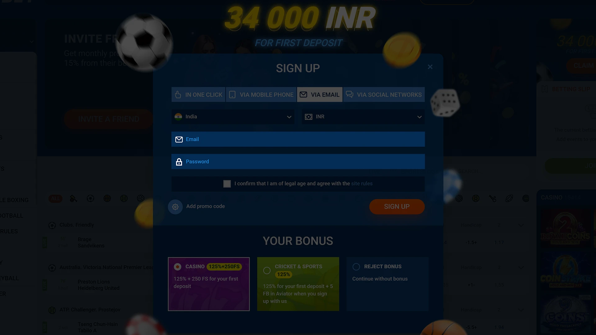 Fill in the required information to create a Mostbet account.